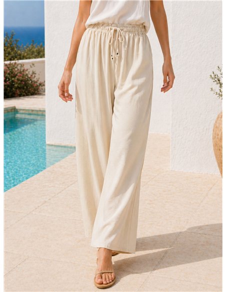 Calças palazzo lisas e fluidas