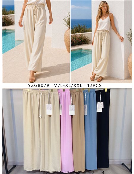 Calças palazzo lisas e fluidas