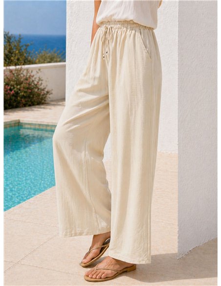 Calças palazzo lisas com bolsos