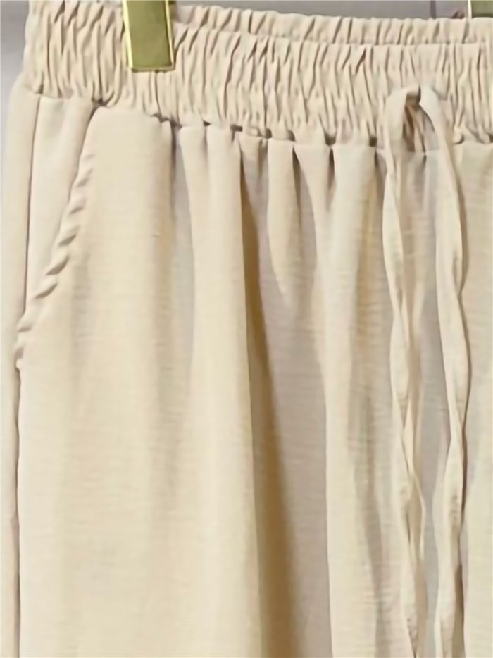 Calças palazzo lisas com bolsos