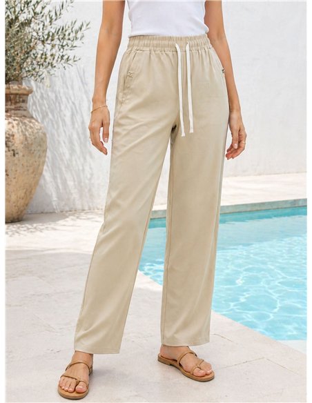 Stretch solid drawstring jogger trousers