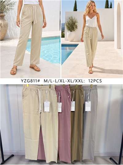 Calça jogger lisa com elástico e cordão. 2