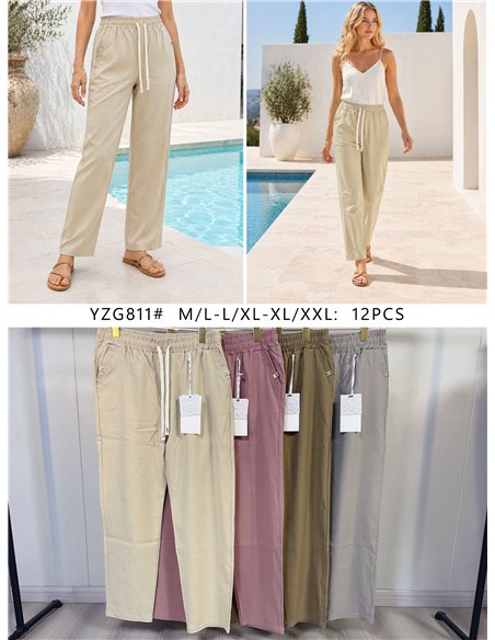 Stretch solid drawstring jogger trousers