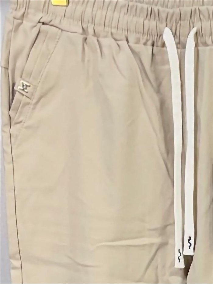 Stretch solid drawstring jogger trousers