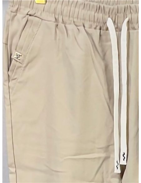 Stretch solid drawstring jogger trousers