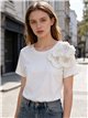 Ruffle flower embellished t-shirt