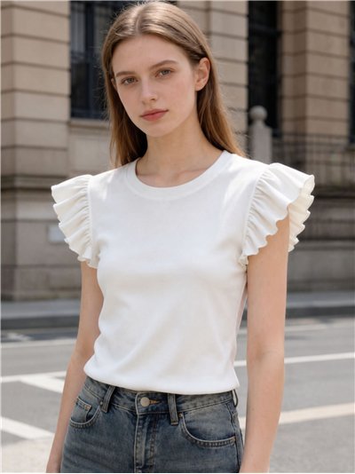 Camiseta com mangas bufantes