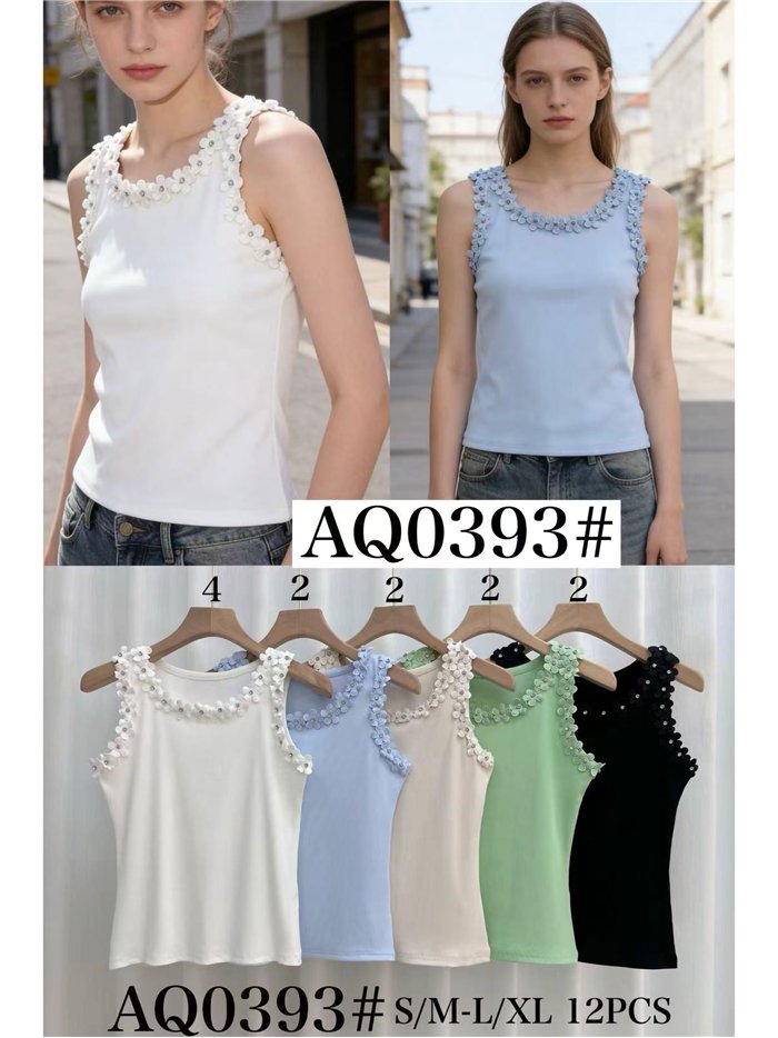 Blusa sem mangas com estampa floral em relevo