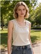 Embroidered trim sleeveless top