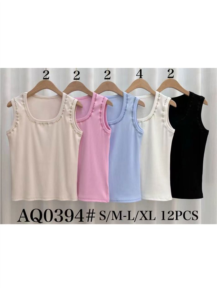 Embroidered trim sleeveless top