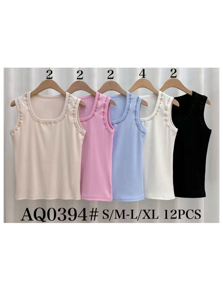 Embroidered trim sleeveless top