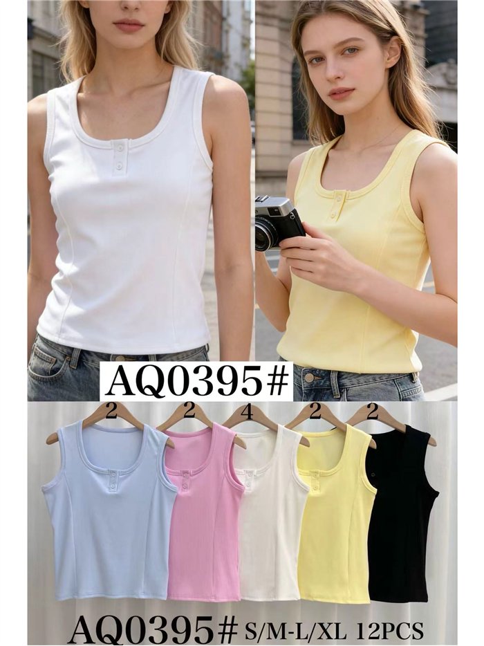 Camisa sem mangas com botões