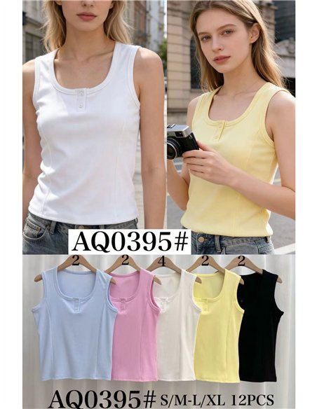 Camisa sem mangas com botões