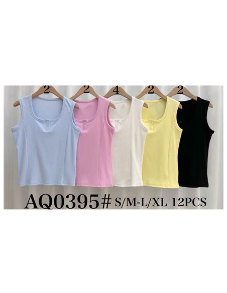 Camisa sem mangas com botões