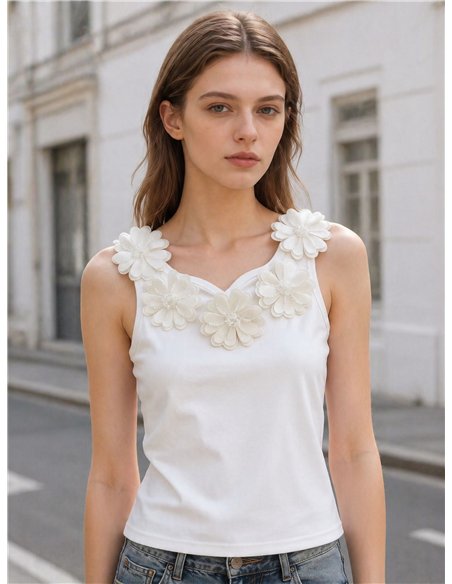 Floral appliqué tank top