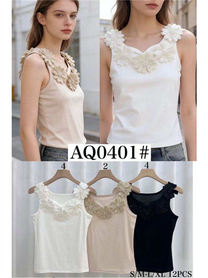 Floral appliqué tank top