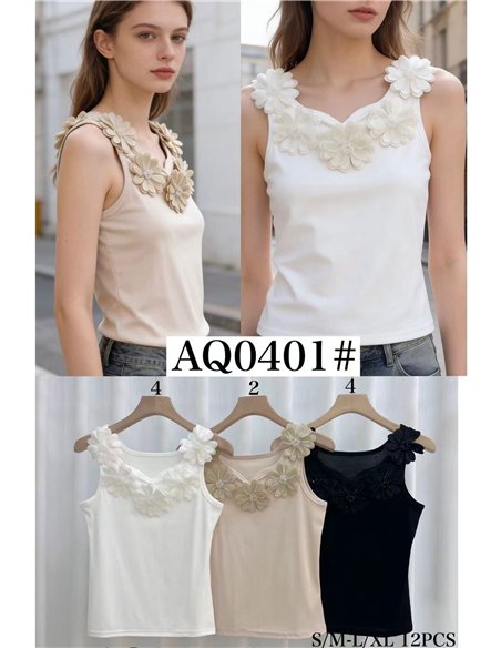 Floral appliqué tank top