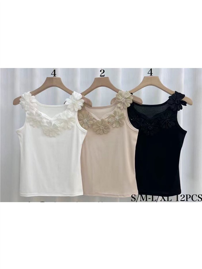 Floral appliqué tank top