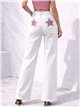 Plus size star pocket wide leg jeans