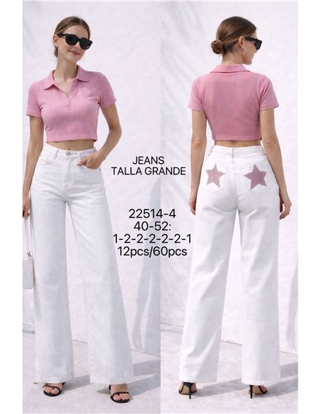 Plus size star pocket wide leg jeans