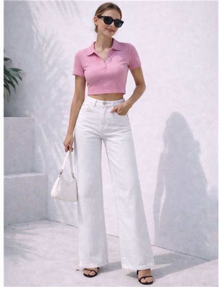 Plus size star pocket wide leg jeans