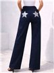 Plus size star pocket wide leg jeans