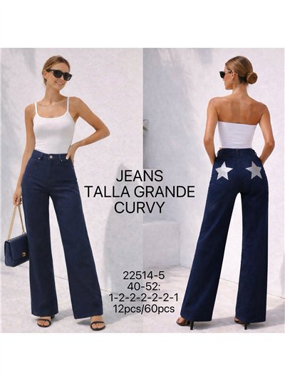 Plus size star pocket wide leg jeans 2