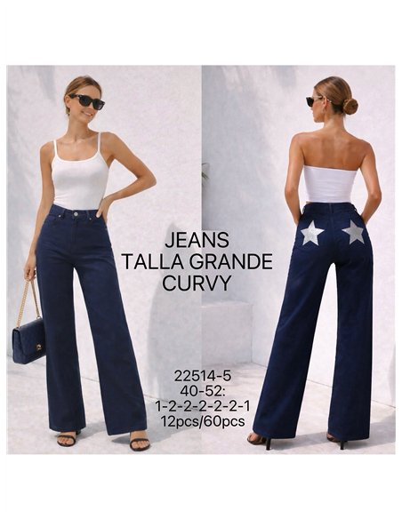 Plus size star pocket wide leg jeans