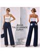 Plus size star pocket wide leg jeans