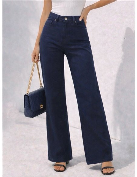 Plus size star pocket wide leg jeans