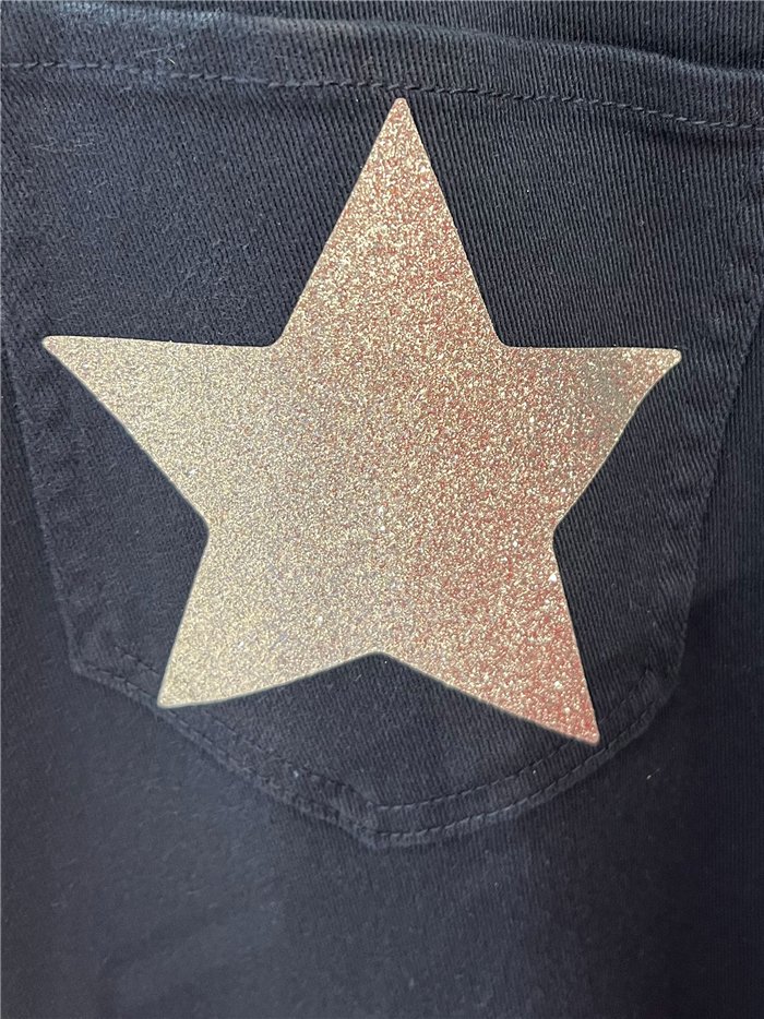 Plus size star pocket wide leg jeans