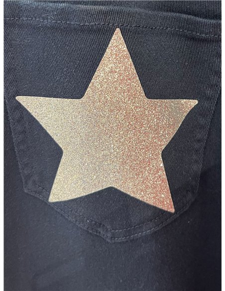 Plus size star pocket wide leg jeans