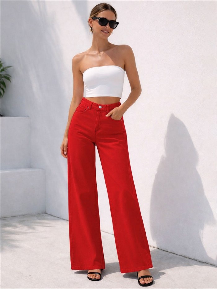 Plus size star pocket wide leg jeans