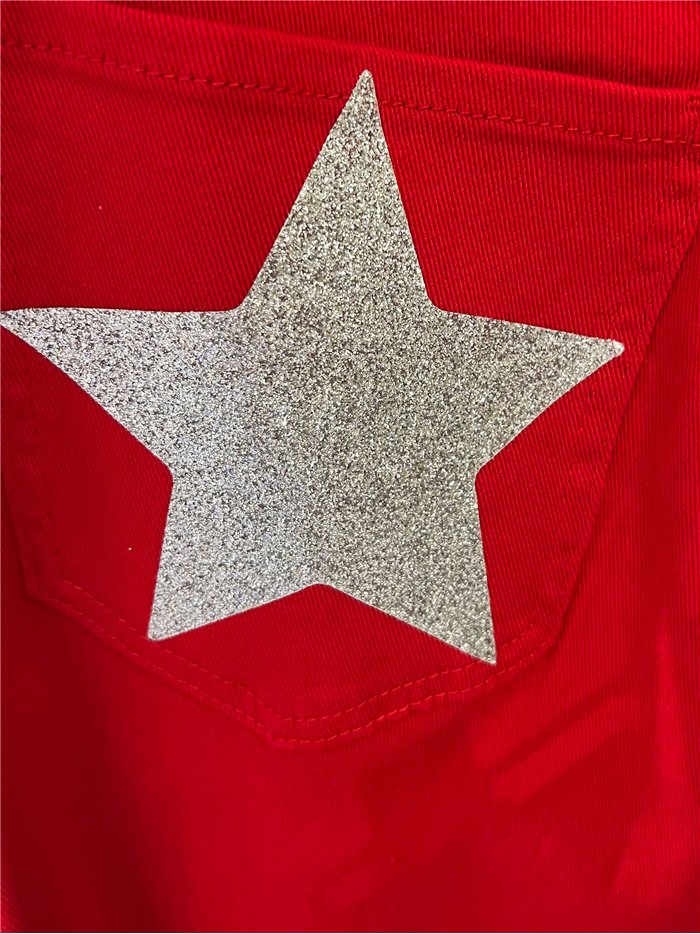 Plus size star pocket wide leg jeans