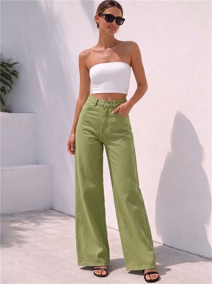 Plus size star pocket wide leg jeans