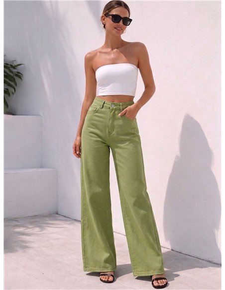 Plus size star pocket wide leg jeans