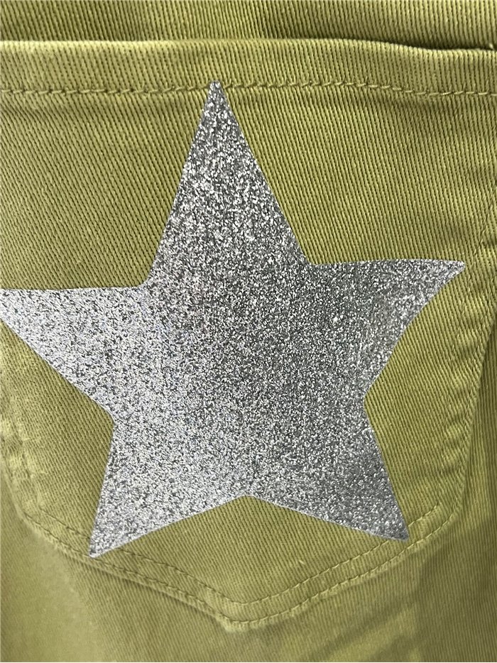 Plus size star pocket wide leg jeans