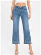 Embroidered hem straight jeans