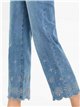 Embroidered hem straight jeans