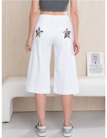 Animal print star culotte jeans