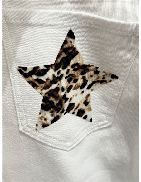 Animal print star culotte jeans