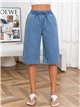 Elastic waist denim culotte trousers