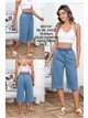 Elastic waist denim culotte trousers