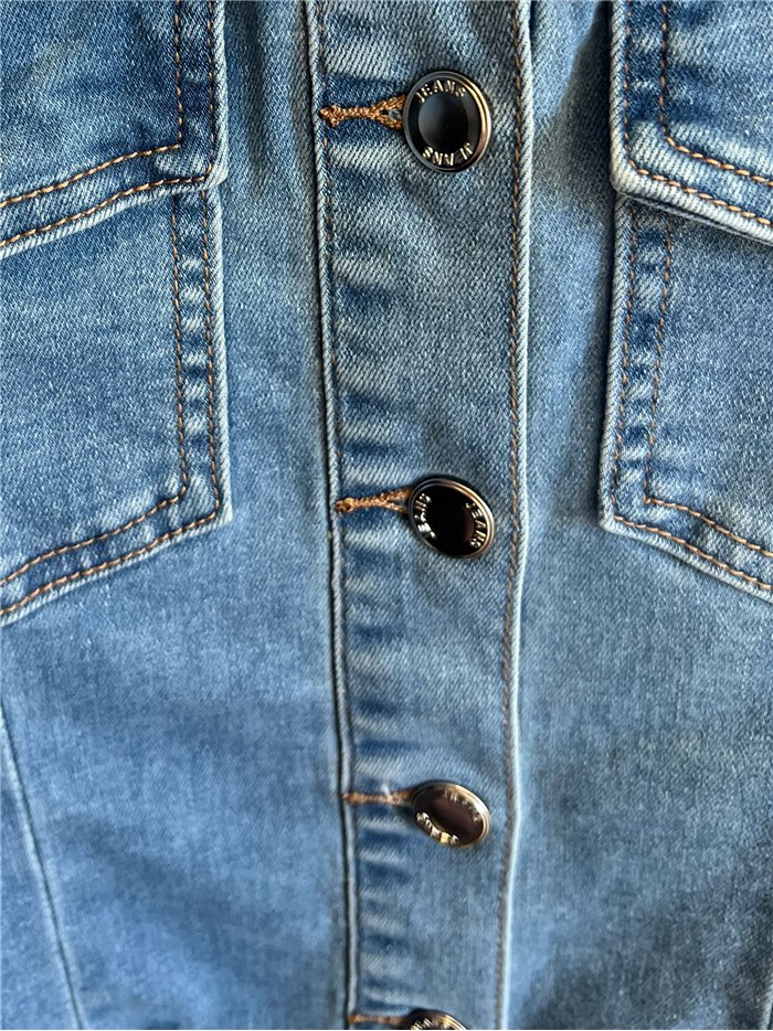 Vestido camisa jeans sem mangas com cinto