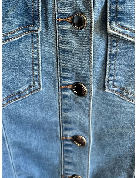 Vestido camisa jeans sem mangas com cinto