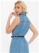 Vestido camisa jeans sem mangas com cinto