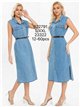 Sleeveless denim shirt dress with belt