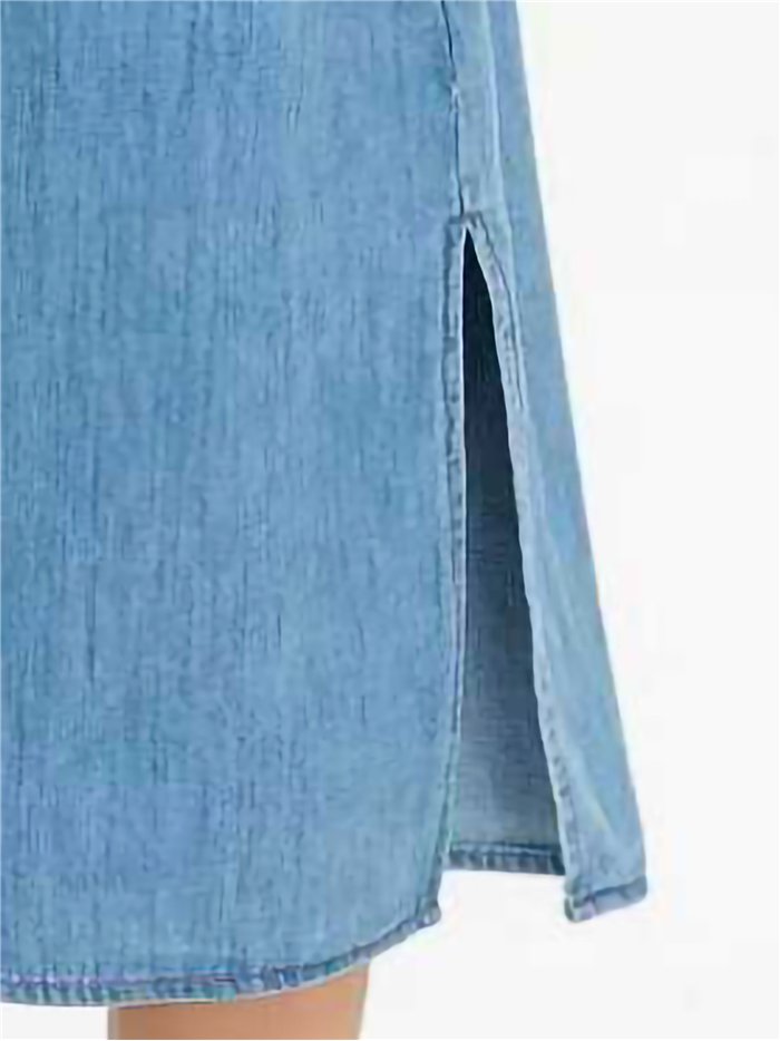 Sleeveless denim shirt dress with belt