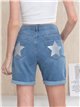 Bermuda jeans plus size com glitter e estrelas