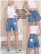 Bermuda jeans plus size com glitter e estrelas